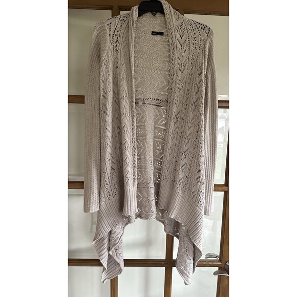 Moda International Sweater Woman's Sz Medium Beige Cotton Waterfall Sides. - Picture 1 of 6